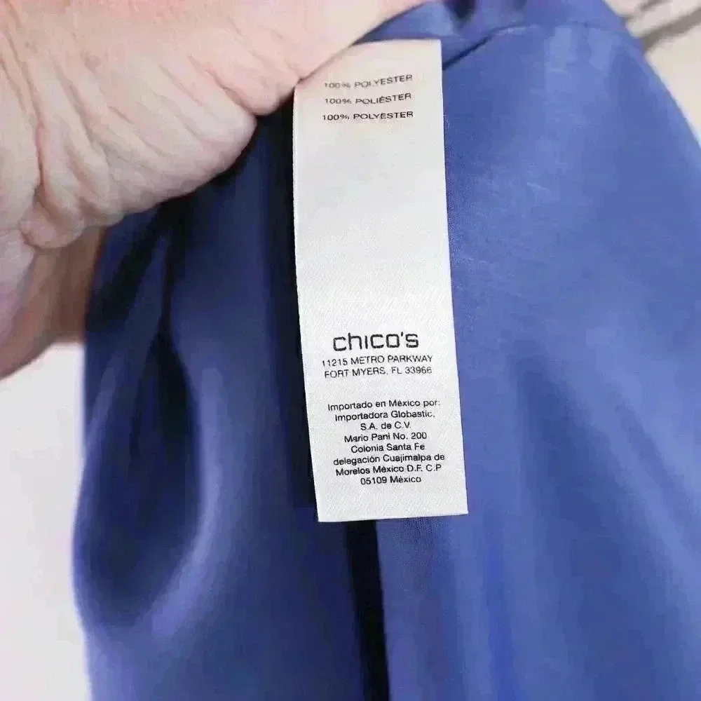 Chicos Sleeveless Blouse Tank Size 1 Blue High Low Hem Womens - Picture 8 of 10